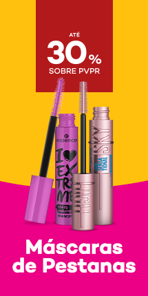 M&aacute;scaras de Pestanas com destaque promocional de at&eacute; 30% sobre pre&ccedil;o de Venda ao P&uacute;blico Recomendado